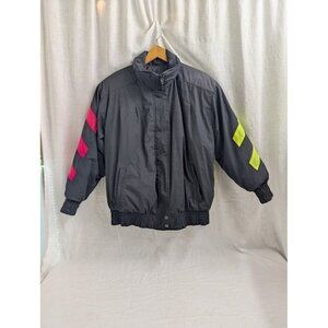 Be in the Current Seen Men's Medium vintage ski jacket, black and neon, zip up